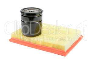 oil filter and air filter for a car