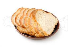 cut bread on plate