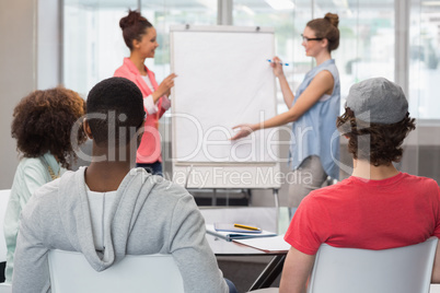 Fashion student giving a presentation