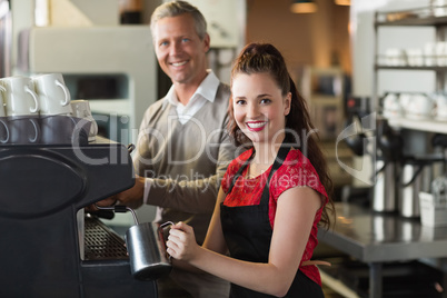 Barista making a cup of coffee