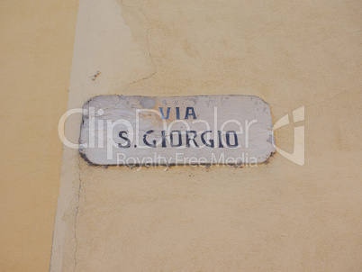 Via San Giorgio street sign