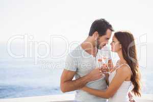 Cute couple toasting with champagne