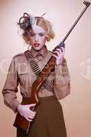 Fashionable Girl Scout Holding Rifle