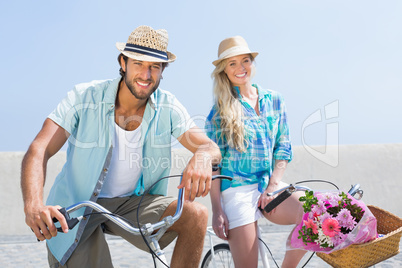 Cute couple on a bike ride