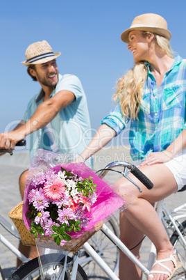 Cute couple on a bike ride