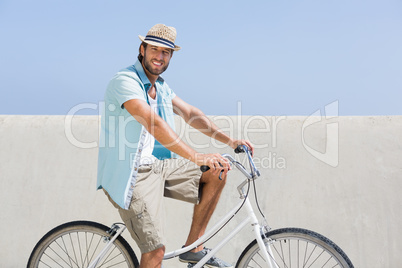 Handsome man on a bike ride