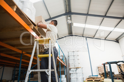 Warehouse worker loading up pallet