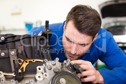 Mechanic working on an engine