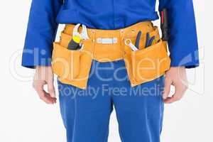 Repairman wearing tool belt