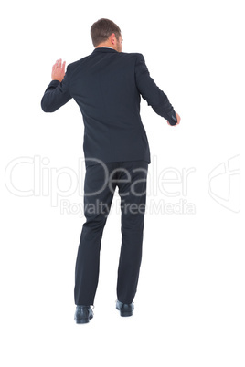 Businessman with his hands up Businessman with his hands up