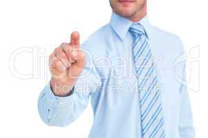 Businessman in shirt pointing with his finger