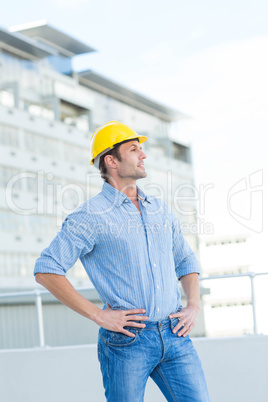 Thoughtful male architect outdoors