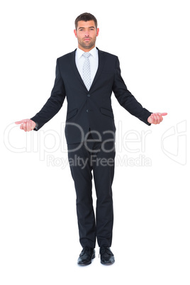 Happy businessman with hands out