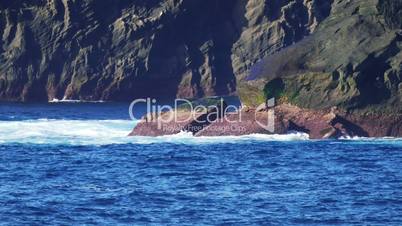 Waves Atlantic Ocean Breaking onto Rocks near Mosteiros, Azores