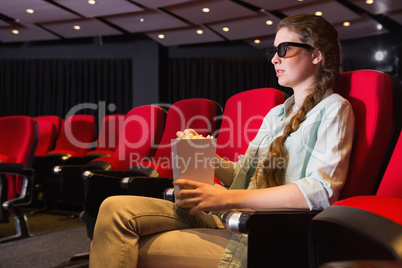 Young woman watching a 3d film