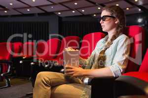 Young woman watching a 3d film