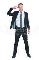Happy businessman posing and gesturing