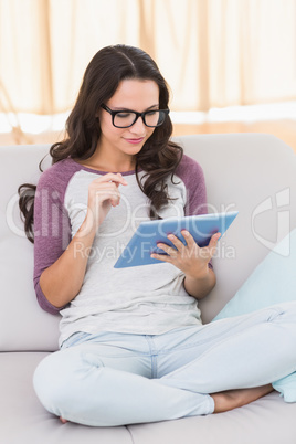 Pretty brunette using her tablet Pretty brunette using her tablet