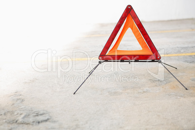 Close up on triangle warning sign