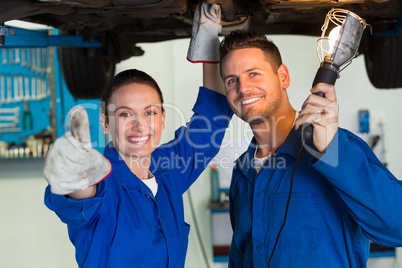 Team of mechanics working together