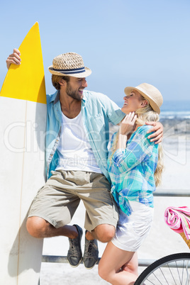 Cute couple on a bike ride