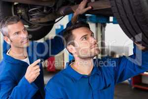 Team of mechanics working together