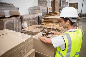 Warehouse worker preparing a shipment