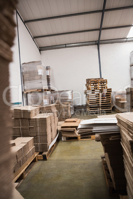 Many stack of cardboard boxes