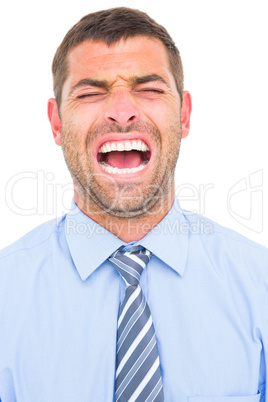 Businessman screaming