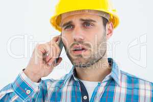 Carpenter using cellphone