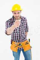 Confident male repairman pointing at you