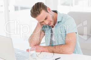 Concentrated casual businessman thinking