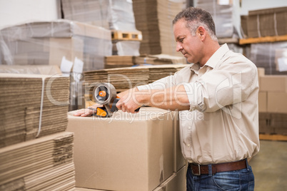 Warehouse worker preparing a shipment