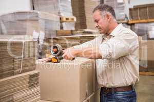 Warehouse worker preparing a shipment