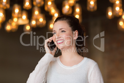 Pretty brunette on the phone