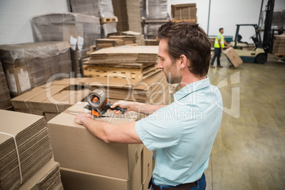 Warehouse worker preparing a shipment