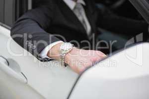 Close up of businessman wearing a watch