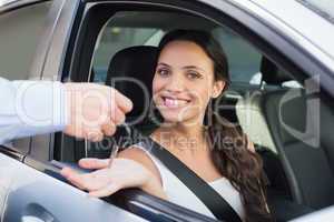 Young woman getting her key