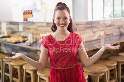 Cafe owner smiling at the camera
