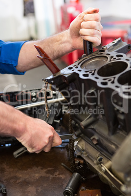 Mechanic working on an engine