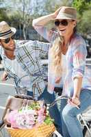 Cute couple on a bike ride