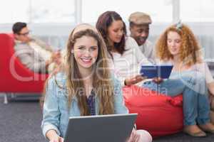 Fashion student using her laptop