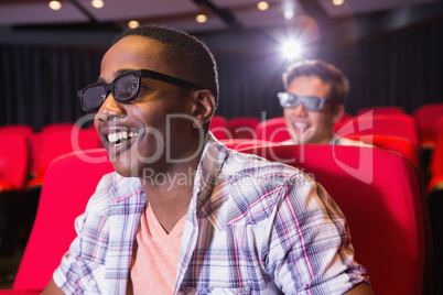 Young friends watching a 3d film