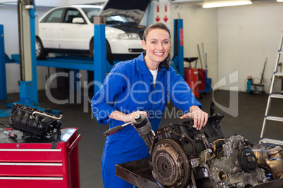 Mechanic working on an engine