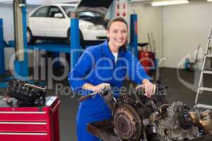 Mechanic working on an engine