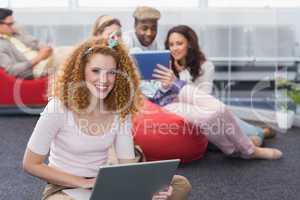 Fashion student using her laptop