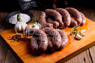 Home-made white sausage out pigs and calf meat