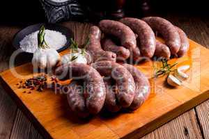 Home-made white sausage out pigs and calf meat