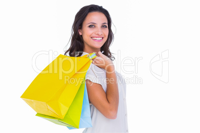 Pretty brunette with shopping bags