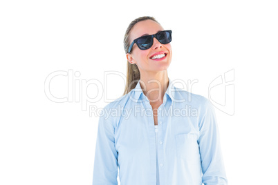 Portrait of smiling blonde wearing sunglasses